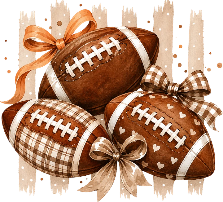 Football Decor with Bow DTF Transfer