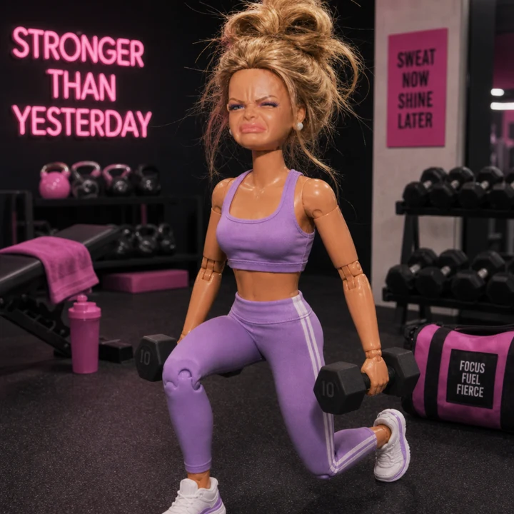 Gym Doll with Dumbbells DTF Transfer