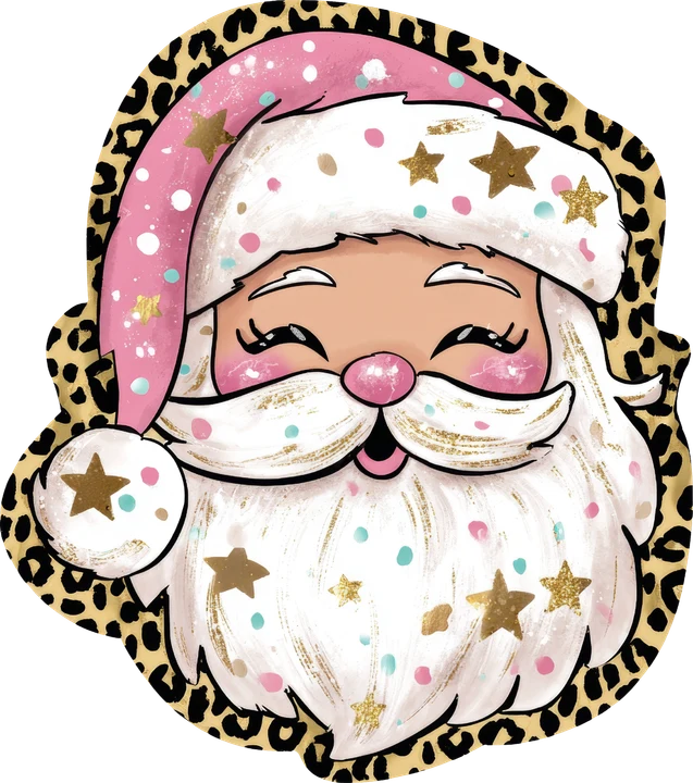Cute Leopard Santa DTF Transfer