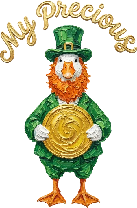 Leprechaun bird with Gold Coin DTF Transfer