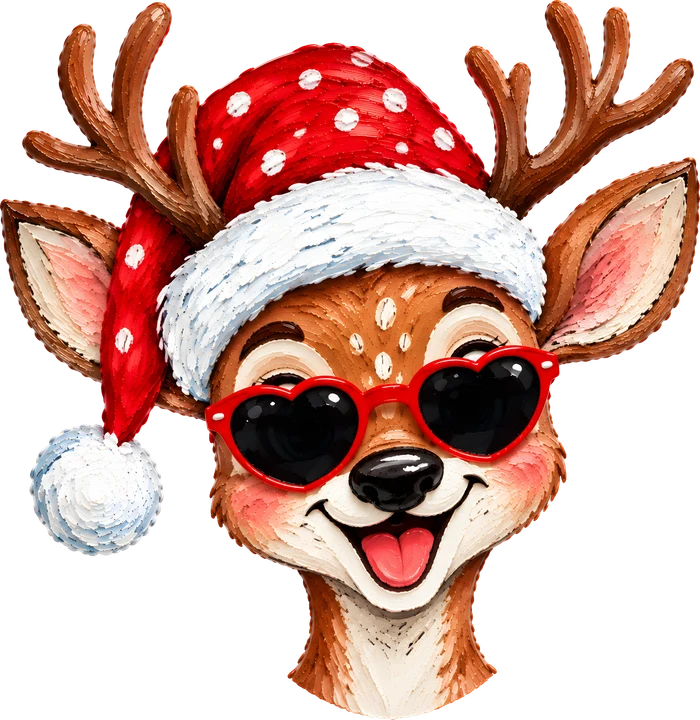 Císero sonriente con un gorro de Papá Noel a cuadros — Transfer DTF