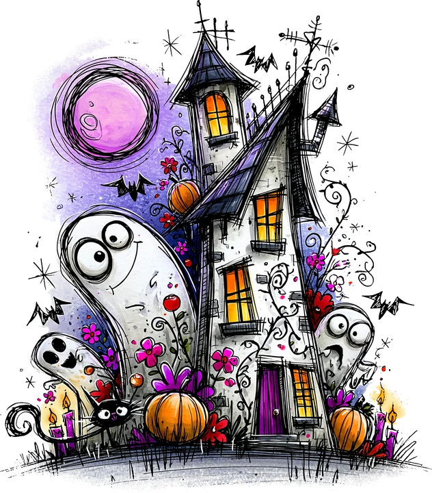 Haunted House with Ghosts DTF Transfer