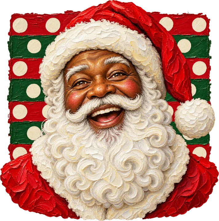 Papá Noel alegre con fondo de lunares — Transfer DTF