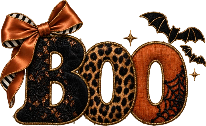 Boo with Bow and Bats DTF Transfer