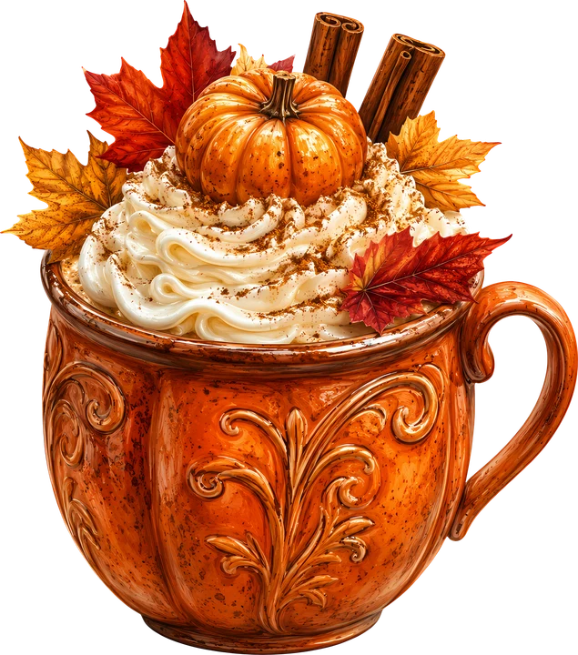 Pumpkin Spice Latte in Ornate Mug DTF Transfer