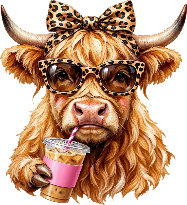 Leopard Bow Cow DTF Transfer