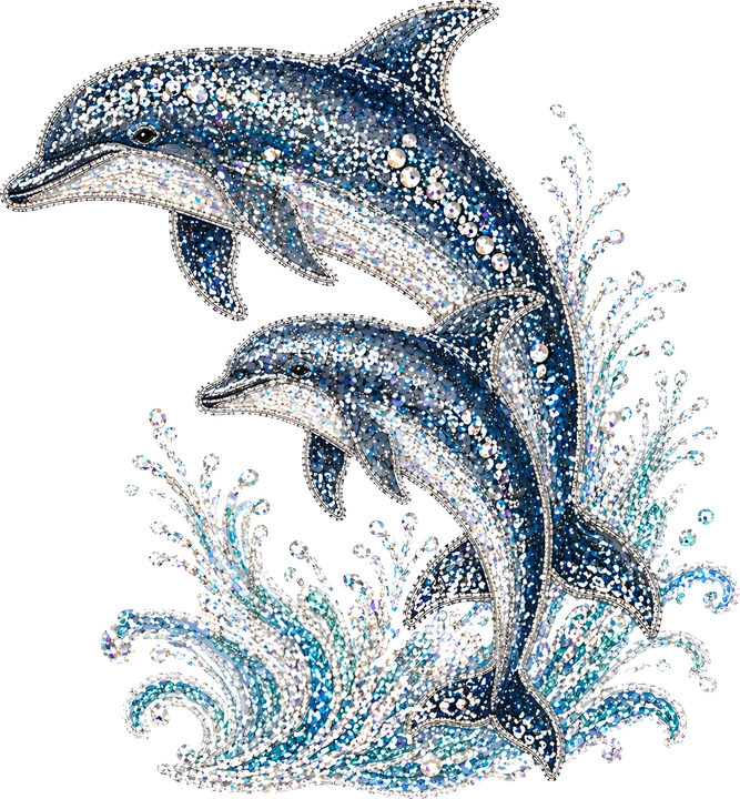 Dolphins Leaping Through Waves DTF Transfer