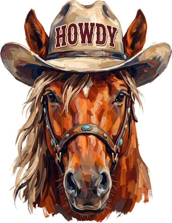 Cowboy Horse with Howdy Hat DTF Transfer