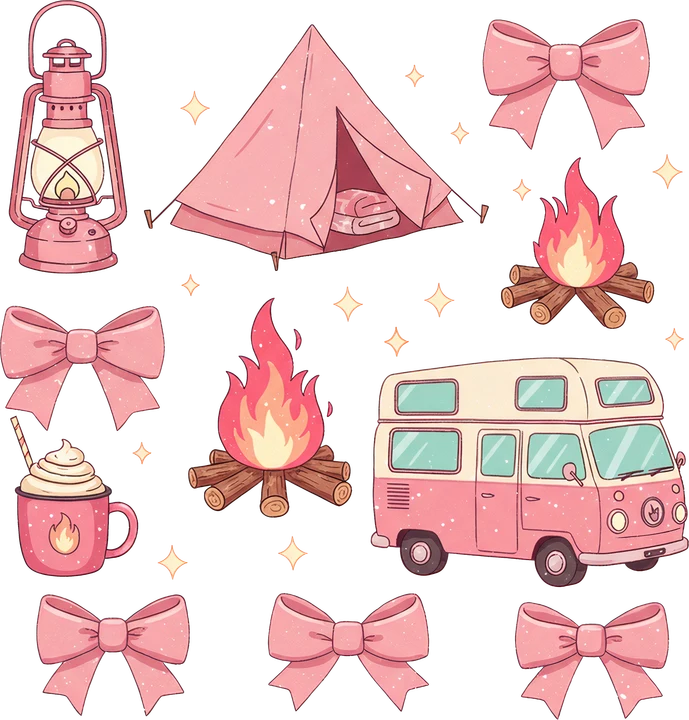 Pink Camping Adventure DTF Transfer