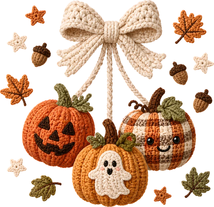 Crochet Halloween Pumpkins DTF Transfer
