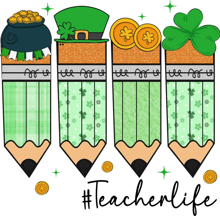 St. Patrick's Day Teacher Pencils DTF Transfer