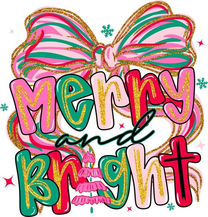 Merry and Bright Bow DTF Transfer