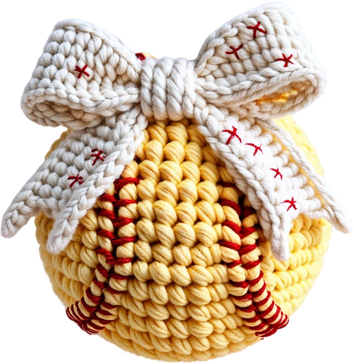 Crochet Softball with Bow DTF Transfer