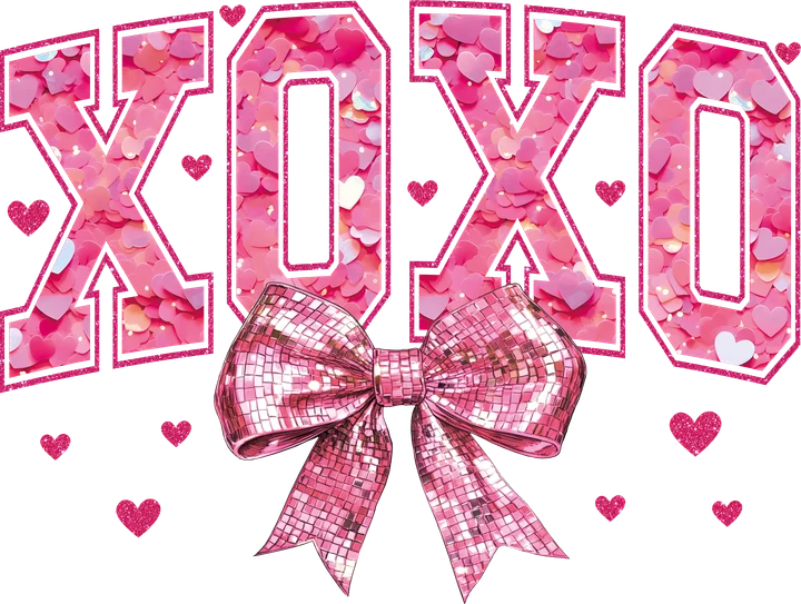 XOXO Heart Confetti Bow DTF Transfer