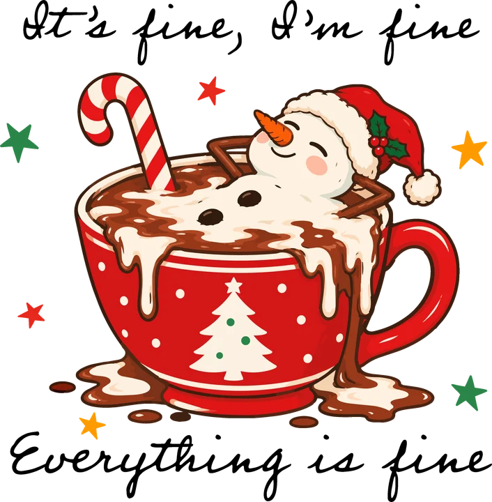 Muñeco de nieve en chocolate caliente — Transfer DTF