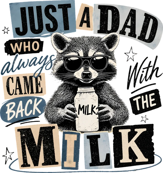 Raccoon Dad With Milk DTF Transfer