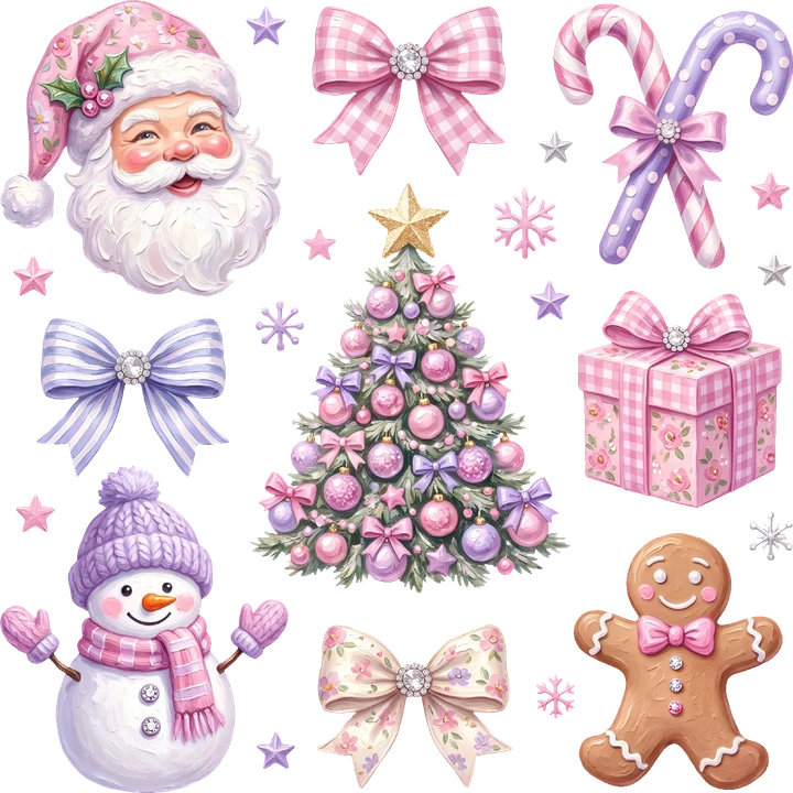 Pink and Purple Christmas DTF Transfer