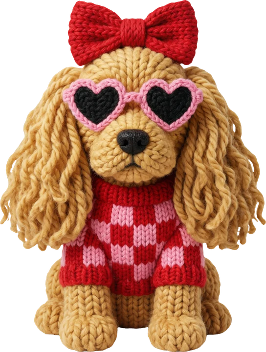 Valentine's Day Knitted Dog DTF Transfer