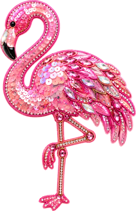 Pink Flamingo with Glitter DTF Transfer