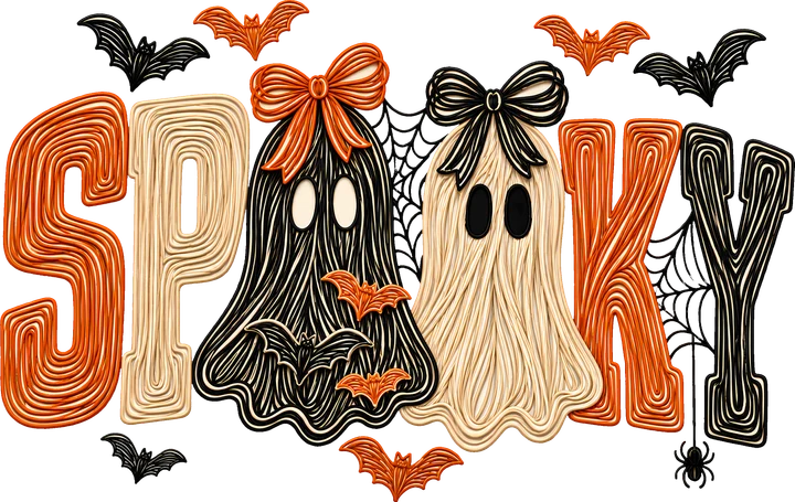 "SPOOKY" 万圣节主题字母 — DTF 转印图案