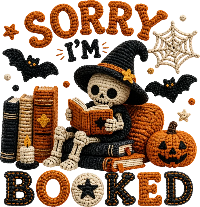 Witch Skeleton Reading DTF Transfer