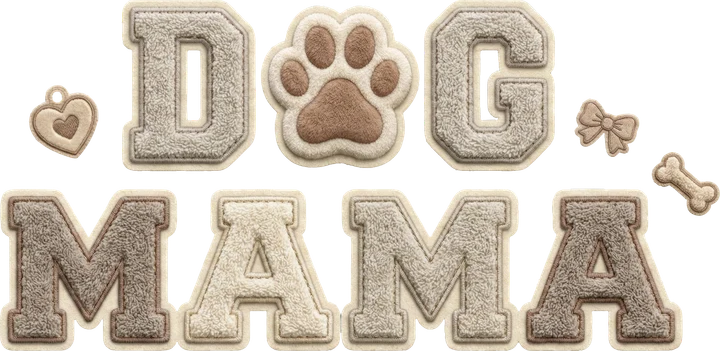 Dog Mama embroidery-style DTF Transfer