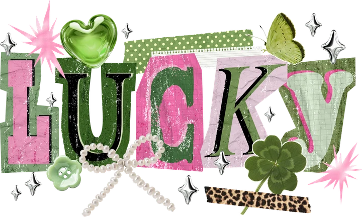 "Lucky" - Tình yêu và sự lấp lánh — Hình in chuyển nhiệt DTF