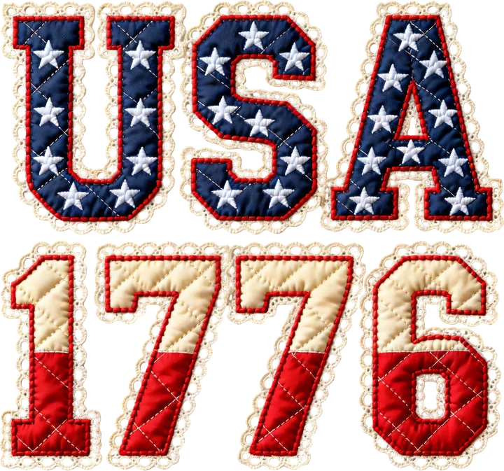 "USA" "1776" Tekstong nagpapakita ng pagmamahal sa bayan — DTF Transfer