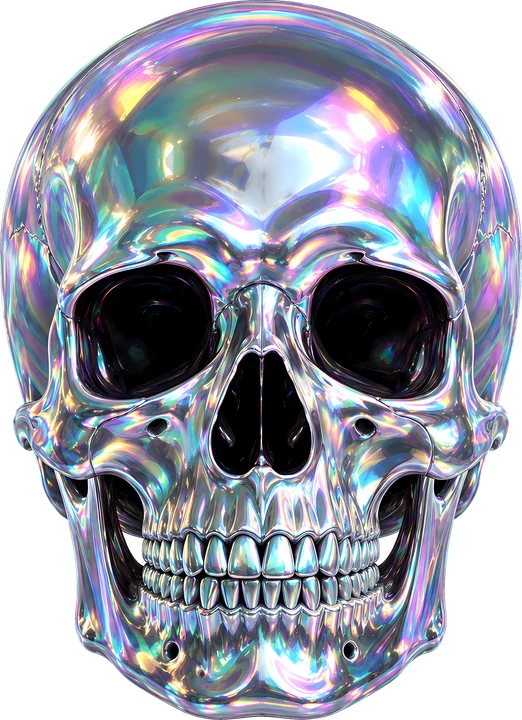 Holographic Skull DTF Transfer
