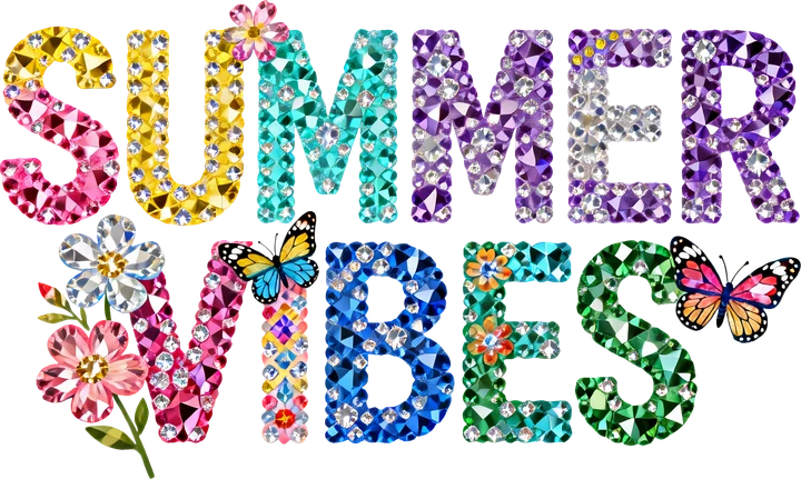 Summer Vibes Glitter DTF Transfer