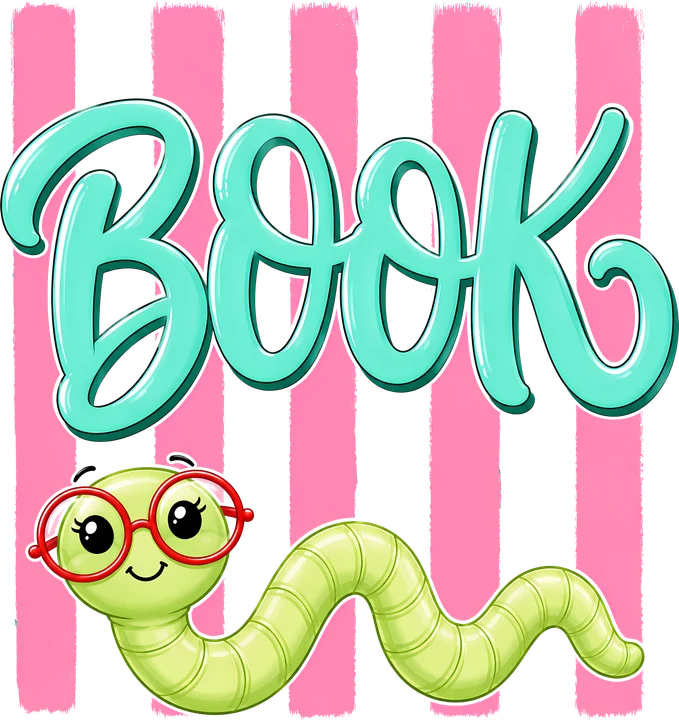 Bookworm with Glasses DTF Transfer