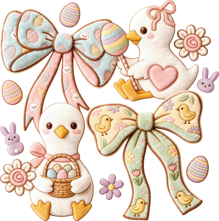 Easter Chick and Bow DTF Transfer