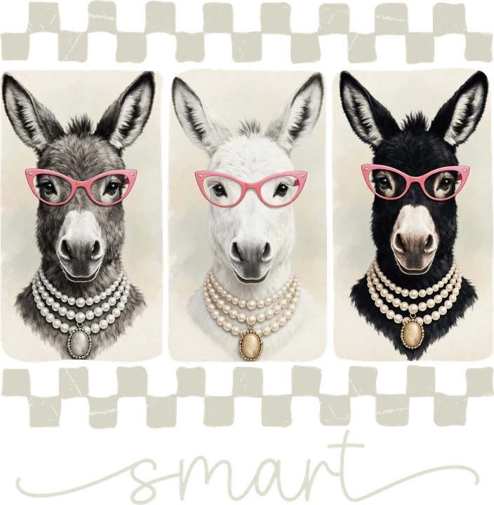 Three Smart Donkeys DTF Transfer