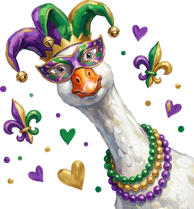 Jester bird Mardi Gras DTF Transfer