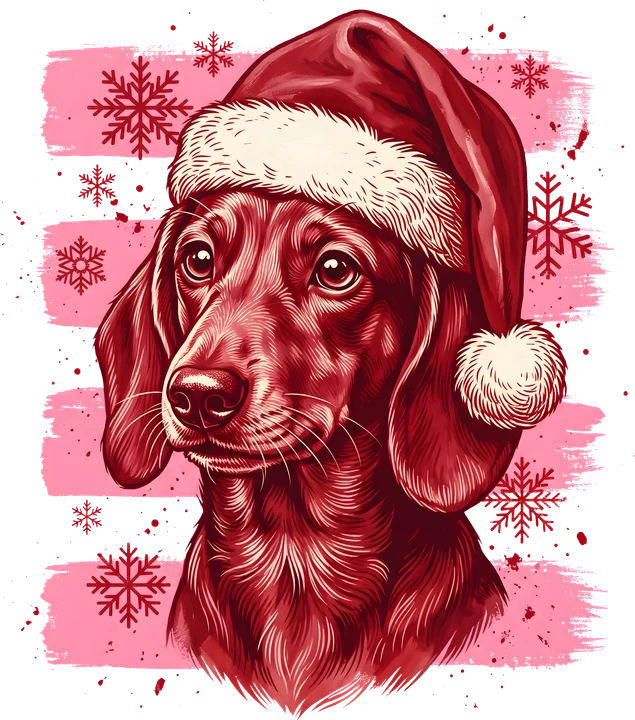 Santa Hat Dog DTF Transfer