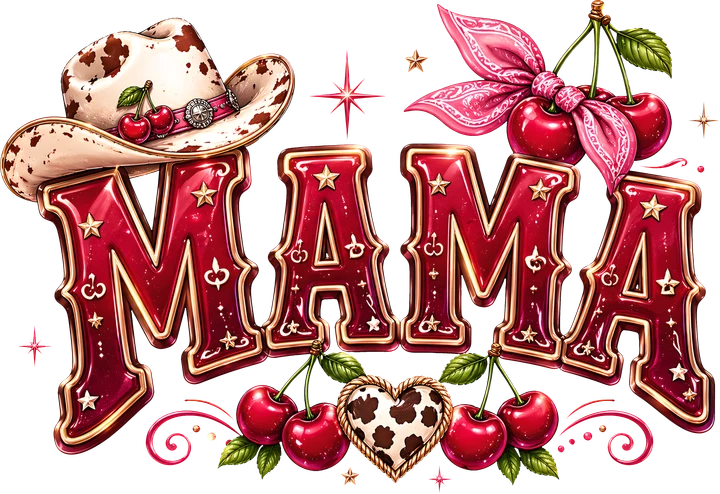 Mama na may seresa at sumbrerong cowboy — DTF Transfer