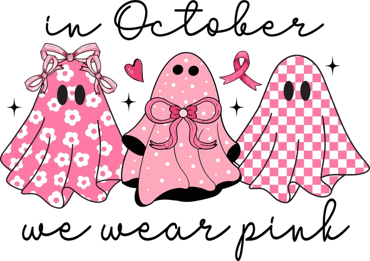 Pink Ghosts in October DTF Transfer
