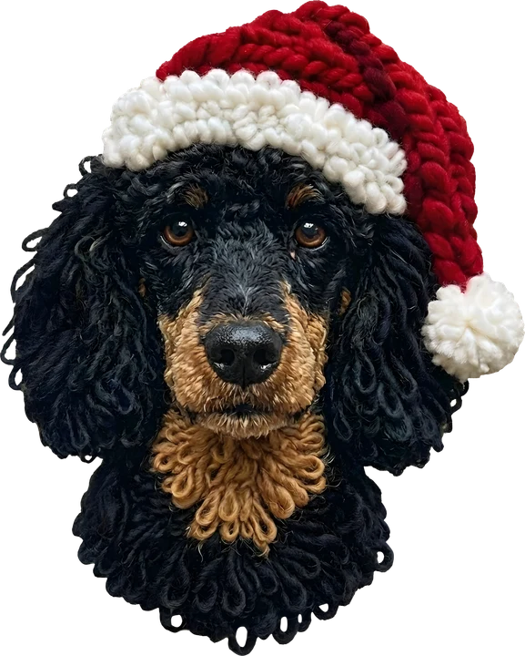 Dog in Crochet Santa Hat DTF Transfer