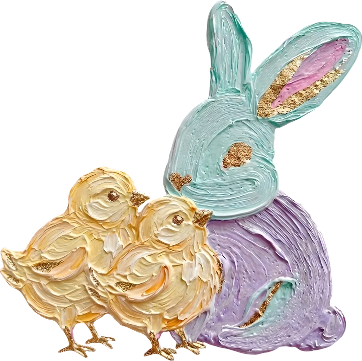 Pastel Bunny with Chicks DTF Transfer