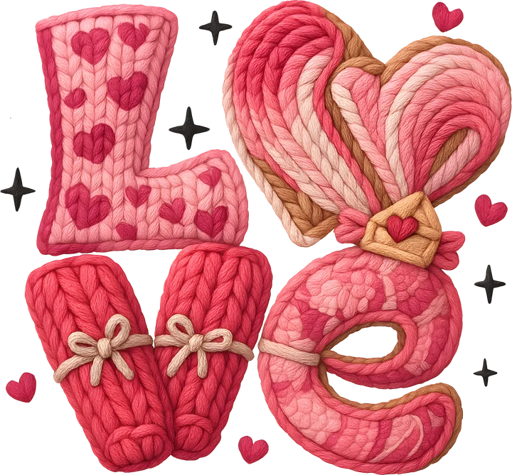 Knitted Love Heart DTF Transfer