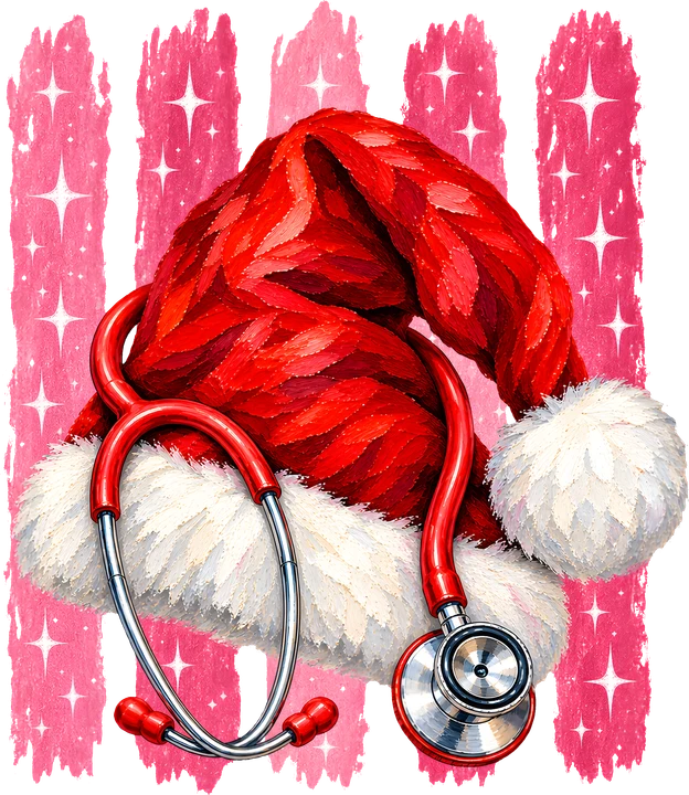 Santa Hat with Stethoscope DTF Transfer