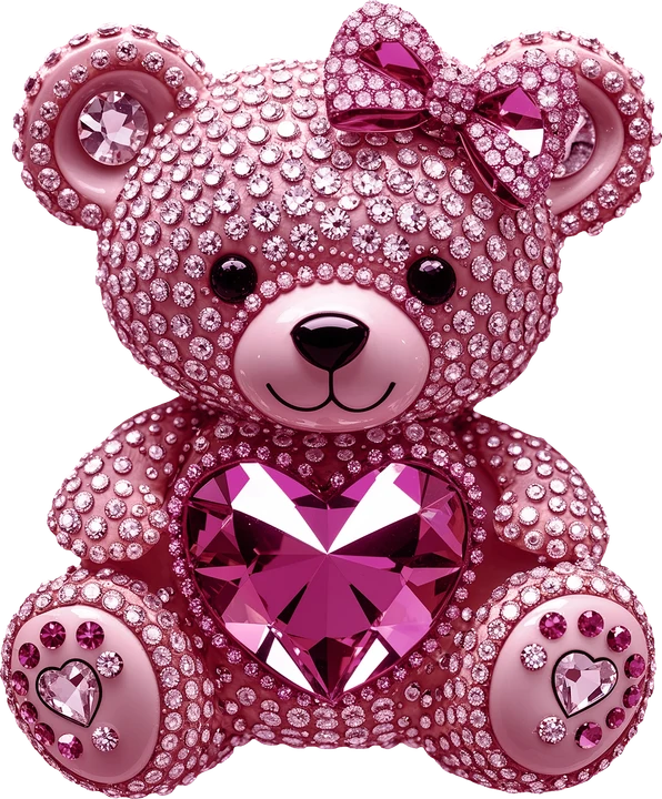 Pink Rhinestone Teddy Bear DTF Transfer