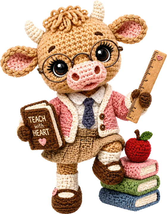 Crochet Cow Teacher DTF Transfer