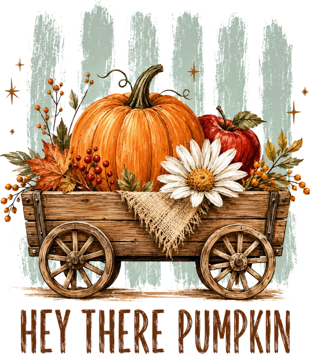 Cosecha de calabazas en carro — Transfer DTF