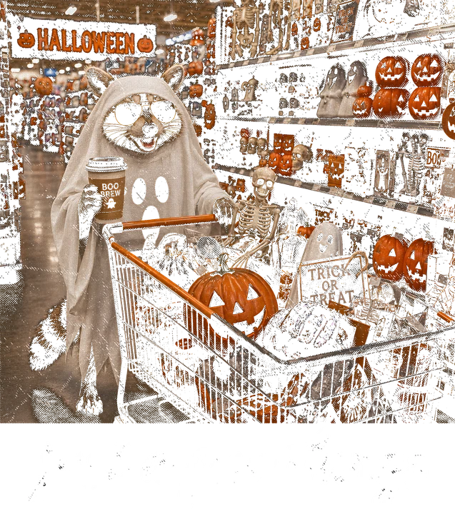 Ghost Raccoon Shopping DTF Transfer