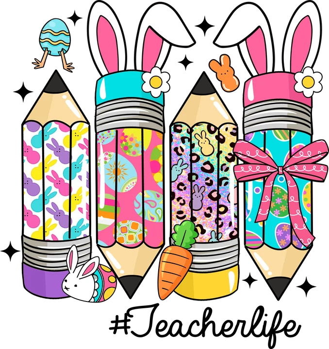 Easter Pencil Teacher DTF Transfer