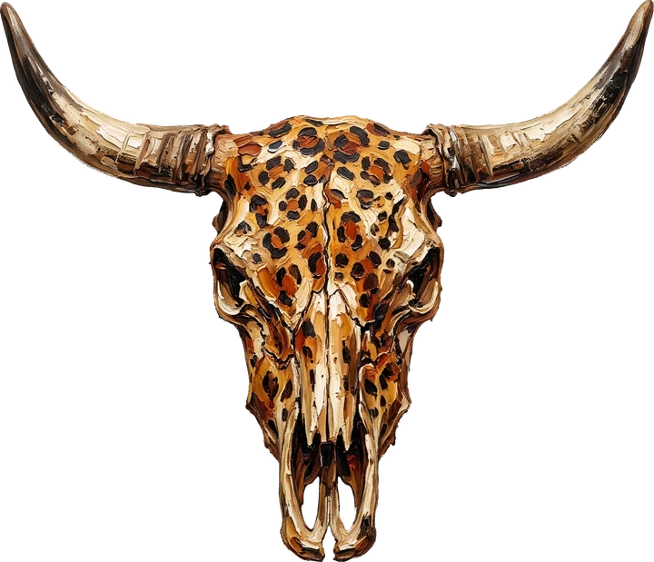 Cráneo de toro con estampado de leopardo — Transfer DTF