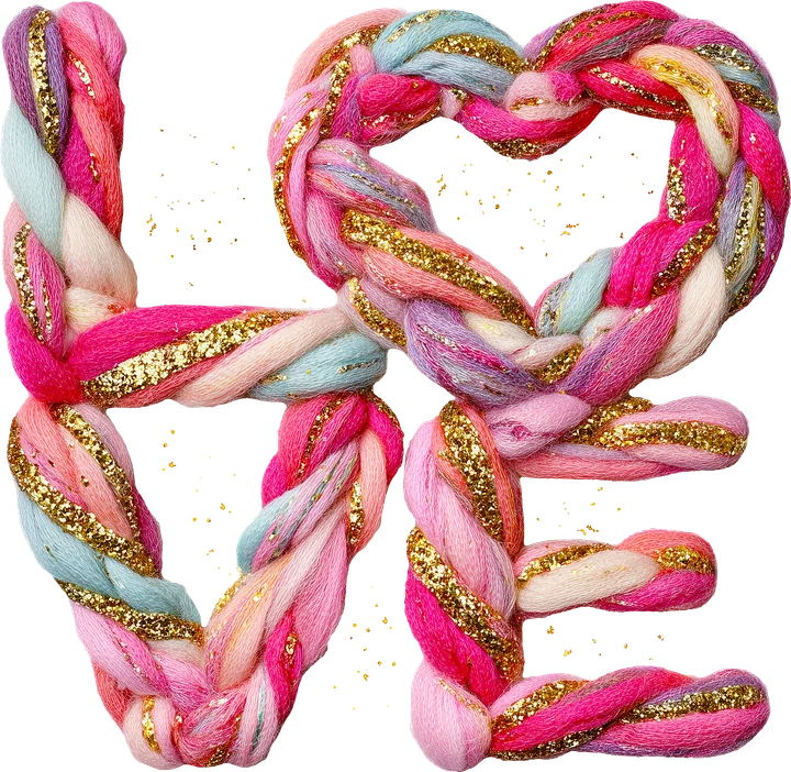 "LOVE" Braided Heart Design — DTF Transfer