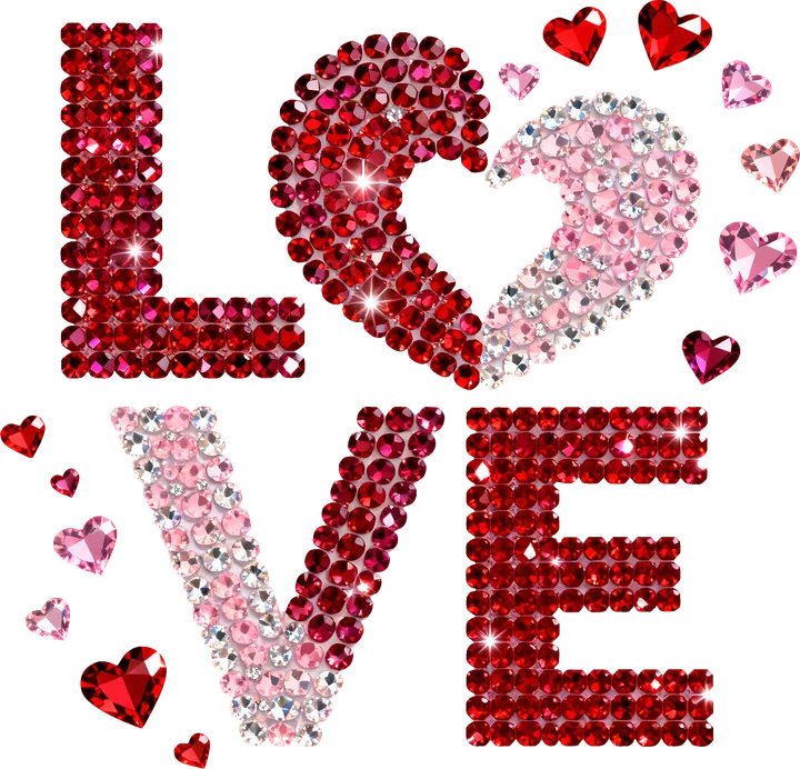 "LOVE" - Rhinestone — DTF Transfer