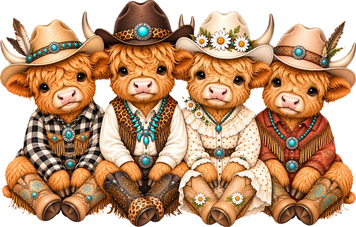 Cute Cowgirls and Cowboys DTF Transfer